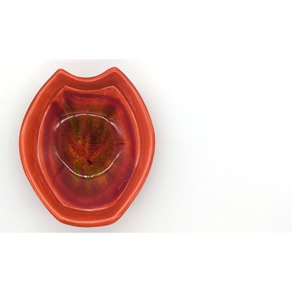Vintage Ceramic Red 0range Glaze Dish California USA Pottery